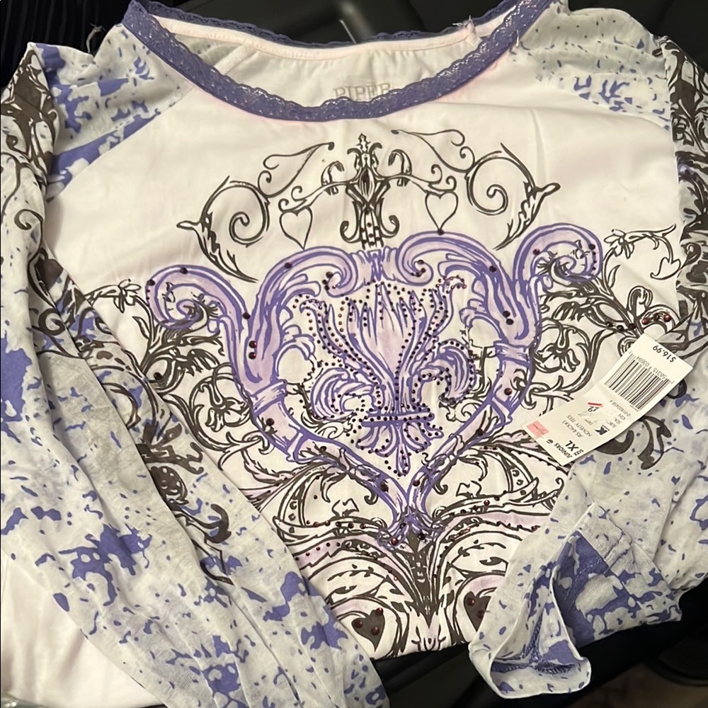Piper & Blue Purple and White Long Sleeve Tee